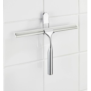 Wenko tergivetro Classic cromato con supporto su piastrelle bianche.