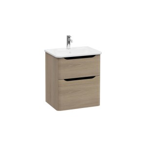 Mobile bagno base lavabo sospesa 2 cassetti Integra Round 60 cm golden oak