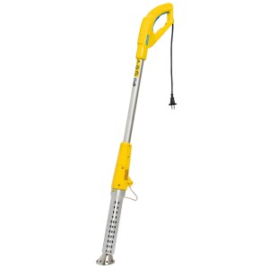 Bruciatore per erbacce Gloria Thermoflamm Bio Electro con manico giallo e bruciatore argento.
