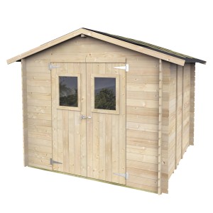 Casetta in legno Argenta 248x248 cm con doppia porta e finestre, abete non trattato.