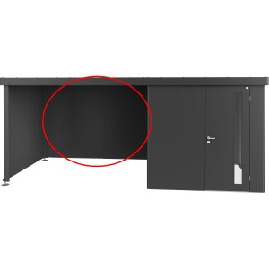 Pannello posteriore Biohort per tettoia laterale per casetta da giardino Neo, grigio scuro metallizzato.