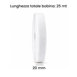 Nastro adesivo velcro femmina bianco 20 mm x 25 m