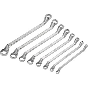 Set di 8 chiavi a doppio anello (6-22 mm) in acciaio cromato.