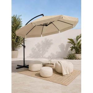 Ombrellone da giardino palo decentrato Garden Friend Tondo Ø3 m ecrù