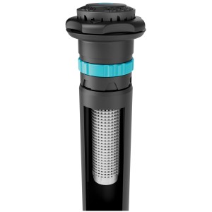 Irrigatore a scomparsa Gardena MD40 per irrigazione prato fino a 40 m², dettagli filtro visibili.