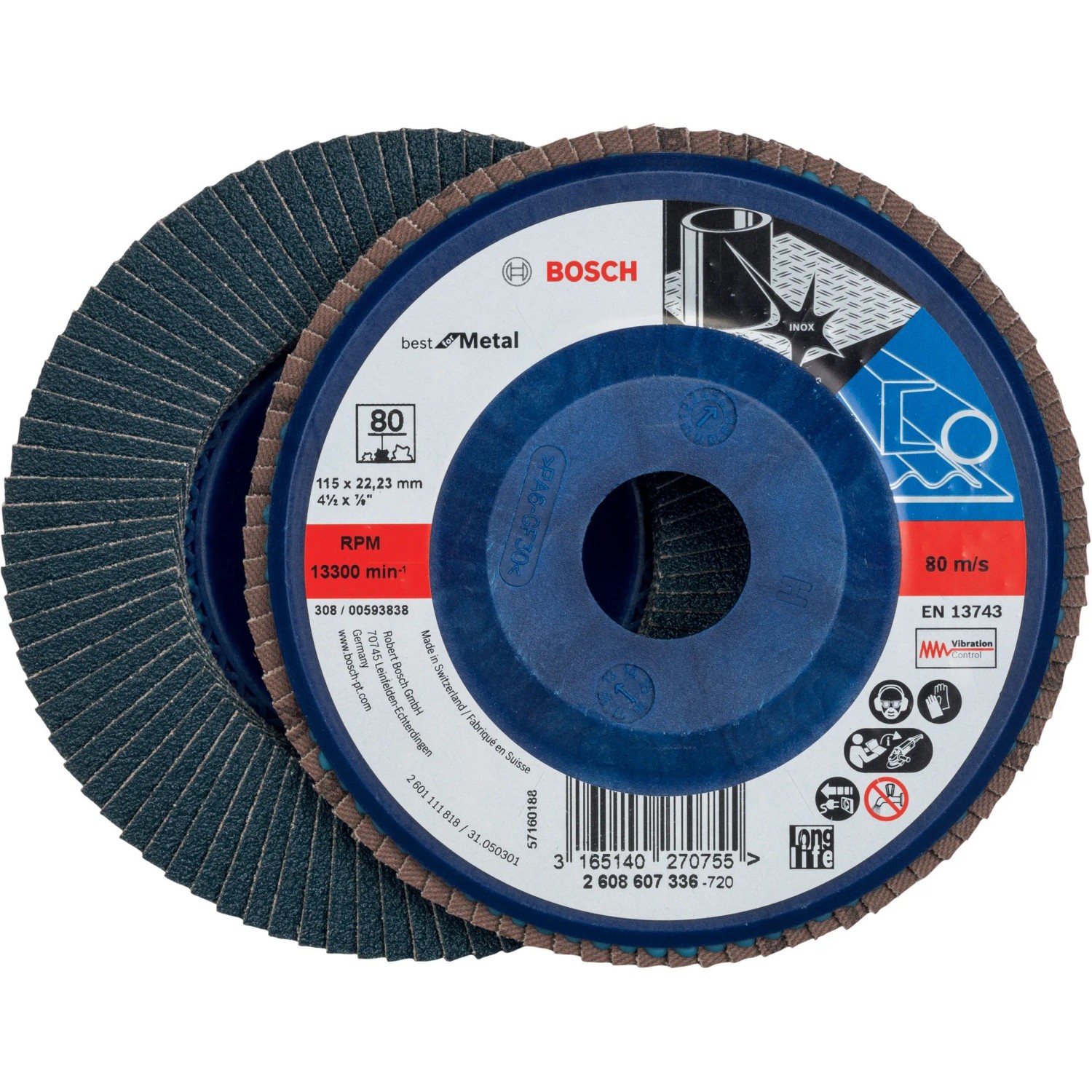 Disco lamellare Bosch Best for Metal, disco abrasivo per smerigliatrici angolari.