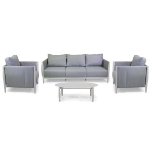 Salotto da giardino Colton con cuscini grigio in alluminio bianco 5 posti