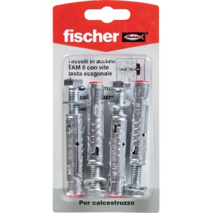 Fischer Tasselli TAM 8 tasselli in acciaio, adatti per calcestruzzo.