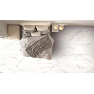 Piastrella in gres porcellanato Marmo Statuario 60x120 cm venato grigio 1,44 m²