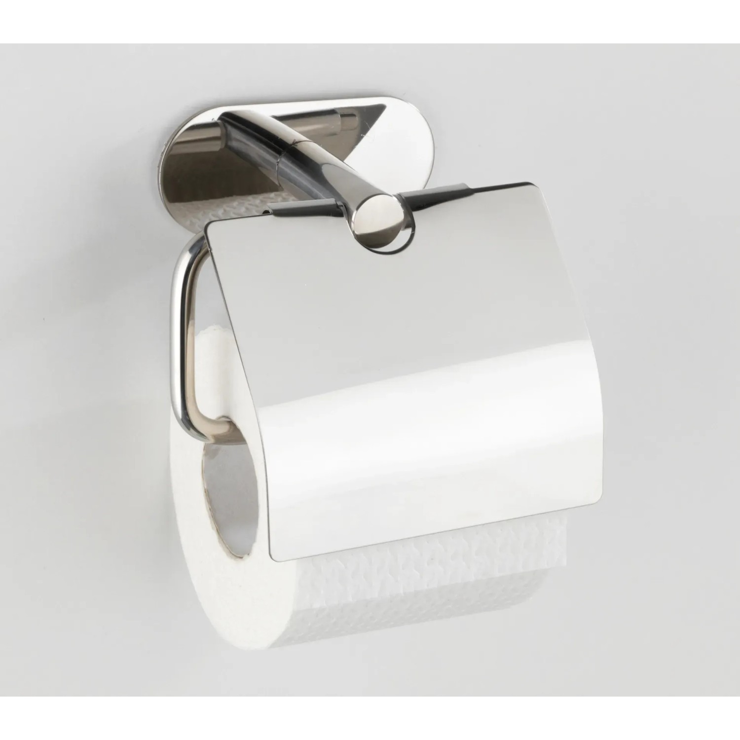 Wenko Porta carta igienica Orea Shine con coperchio, acciaio inox lucido.