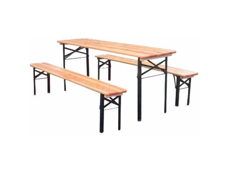 Set birreria con tavolo in legno 200x70 cm e 2 panche 200x25 cm (0)