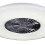 Plafoniera LED Trio Visby bianca con ventilatore e dettagli cromati. Plafoniera moderna con effetto starlight.