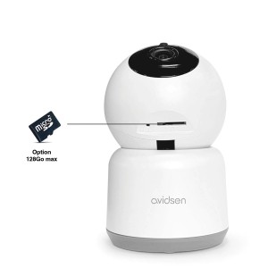 Telecamera di videosorveglianza Avidsen, telecamera IP bianca con slot MicroSD.