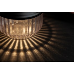 Lutec Diva lampada da tavolo solare, set da 2, nera, con diffusore a coste e luce calda.