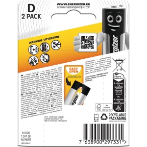 Energizer Alkaline Power D Mono, batteria, confezione da 2.