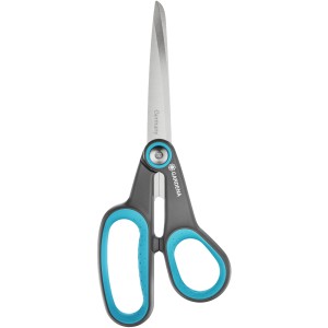 Forbici universali Gardena MultiCut: forbici multiuso con lame in acciaio inox e manici blu-grigi.