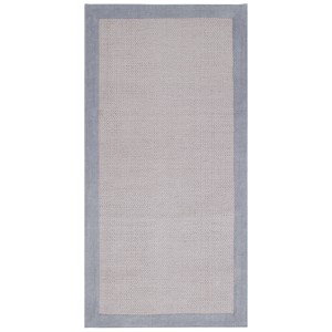Tappeto rettangolare t.b.t. grigio chiaro con bordo blu.