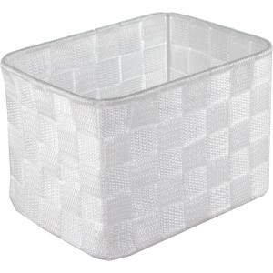 Cesto portaoggetti rettangolare bianco per mobili bagno.