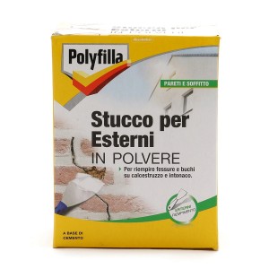 Confezione di Polvere e stucco per muro: Polyfilla Stucco per Esterni in Polvere per riempire crepe.