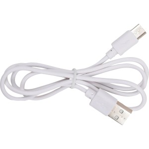 Cavo USB-C bianco (100cm) per caricare il ventilatore da tavolo a batteria.