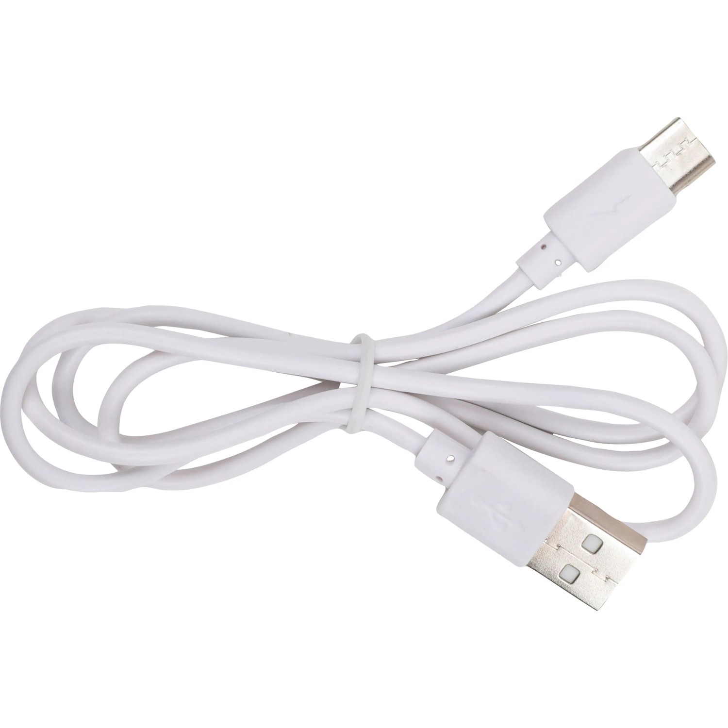 Cavo USB-C bianco (100cm) per caricare il ventilatore da tavolo a batteria.