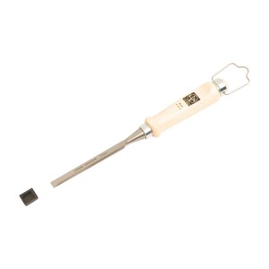 Scalpello per legno LUX 10 mm con manico in legno e protezione lama per lavori di precisione.