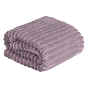 Coperta t.b.t. lilla piegata con texture a coste.