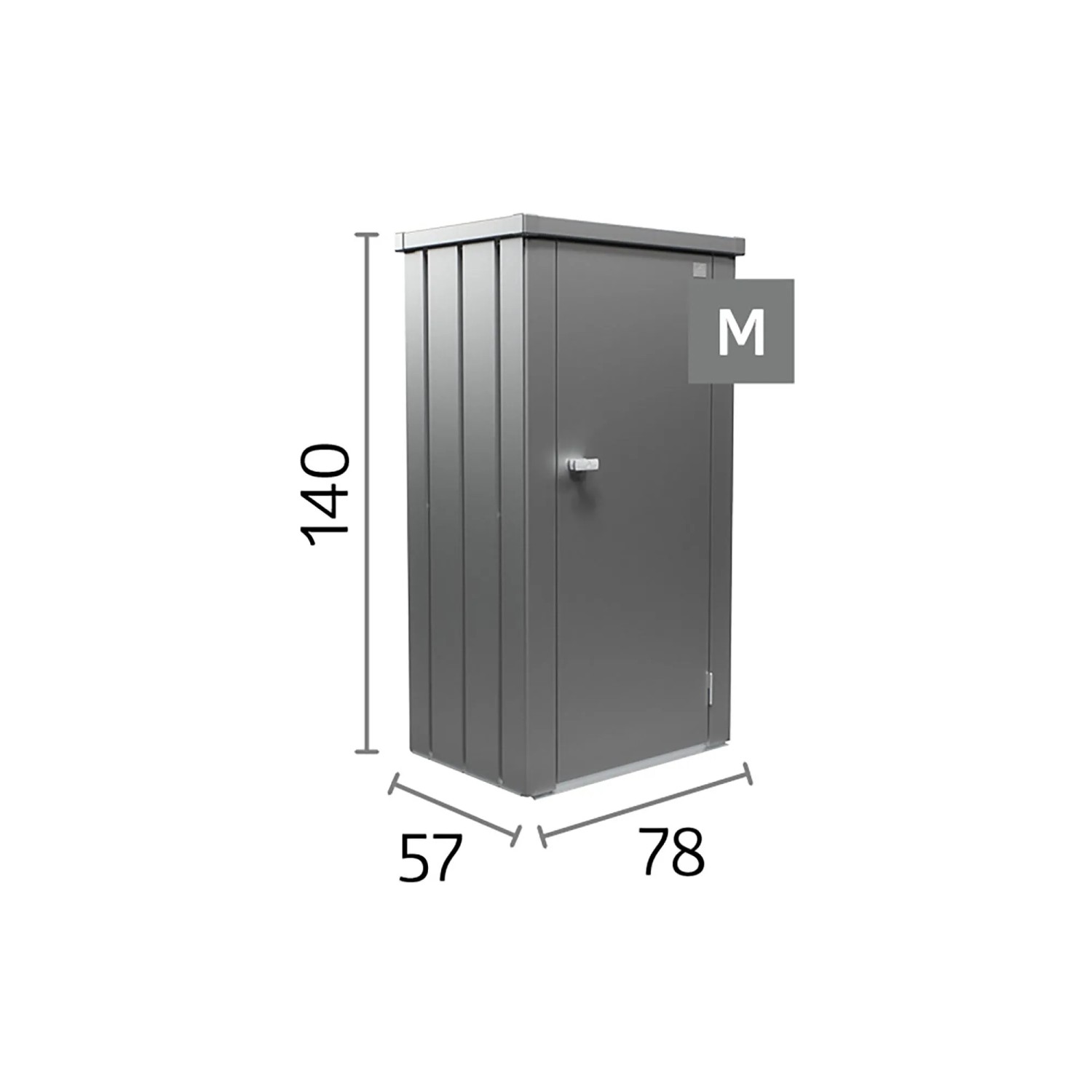 Armadio da terrazza Biohort Julia taglia M, grigio scuro metallizzato, con dimensioni.