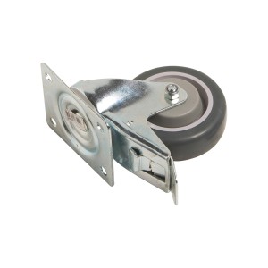 Rotella girevole con freno, gomma, Ø 100mm, portata 150kg.