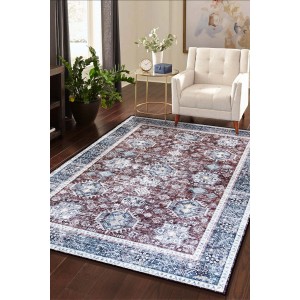 Tappeto Kashi washable g 160x230 cm rosso-blu