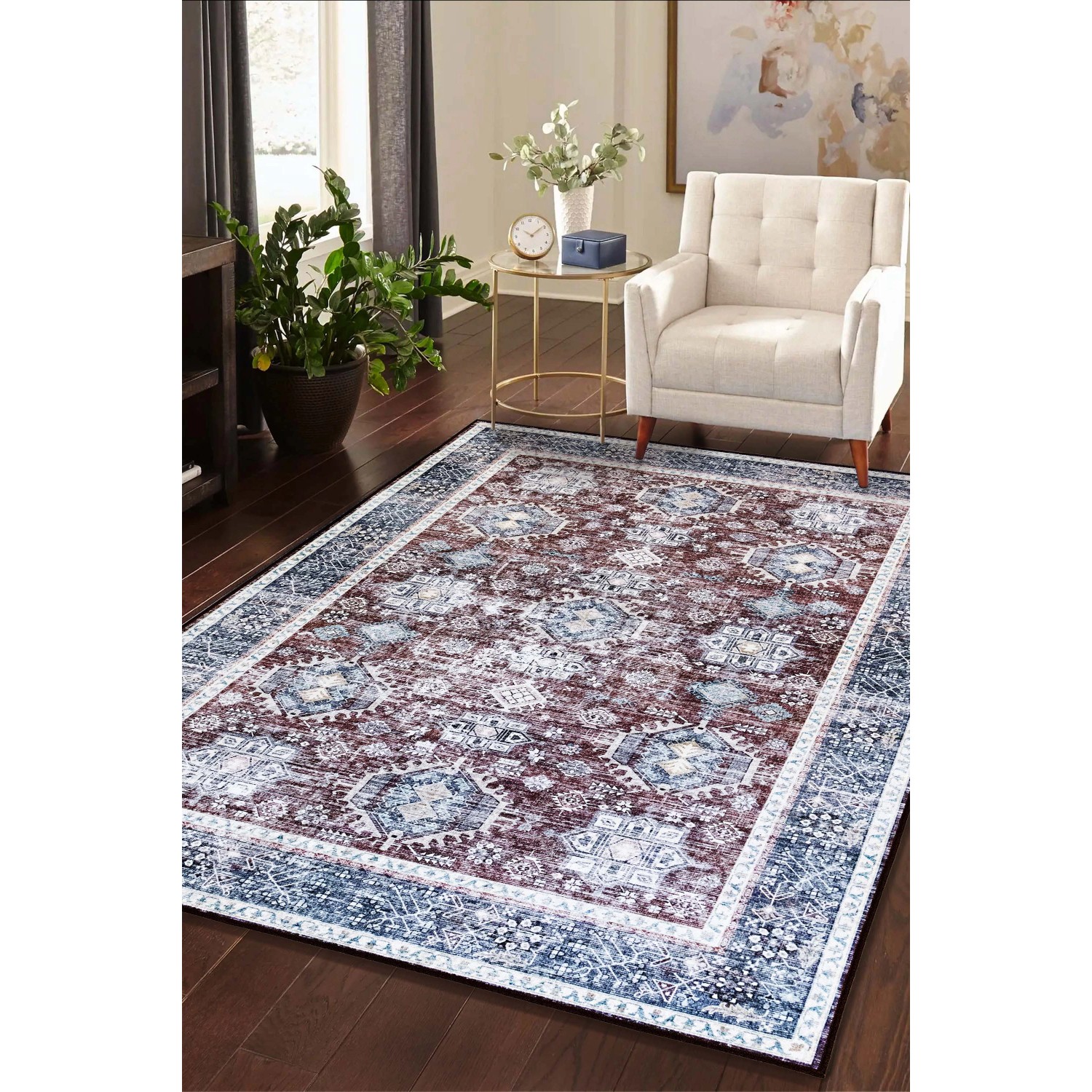 Tappeto Kashi washable g 160x230 cm rosso-blu_3