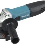 Smerigliatrice angolare Makita, blu/nera, con disco abrasivo e impugnatura supplementare.