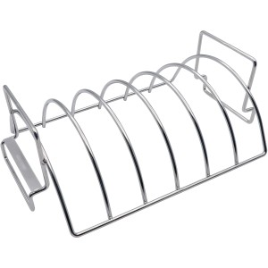 t.b.t. Porta-costolette in acciaio inox per barbecue.