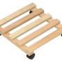 Rollante per piante quadrato in faggio, 35x35 cm, con ruote per spostare facilmente le piante.