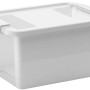 Contenitore bianco Kis Bi Box S con coperchio e finestre trasparenti.