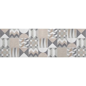 Paraschizzi t.b.t. con motivi geometrici nei toni del grigio e del beige.