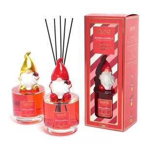 Set diffusore di profumo con figura di gnomo, profumo arancia e cannella. Set profumatore decorativo.