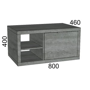Mobile bagno grigio con vano a giorno e anta, categoria mobili bagno.