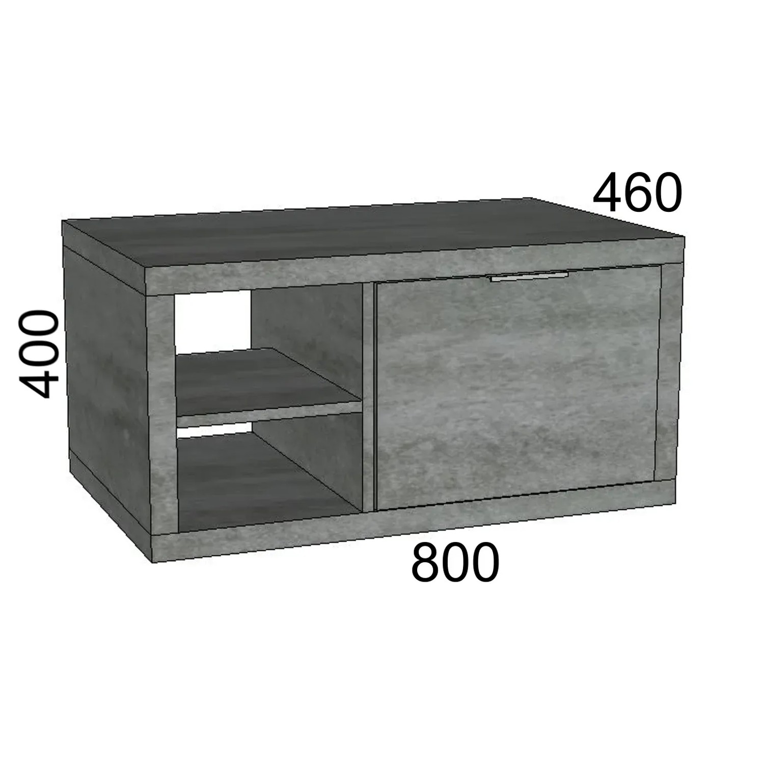 Mobile bagno grigio con vano a giorno e anta, categoria mobili bagno.