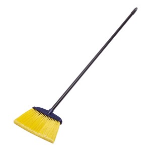 Super-Broom Scopa con manico: Scopa per la casa con setole gialle e testa blu, adatta per interni.