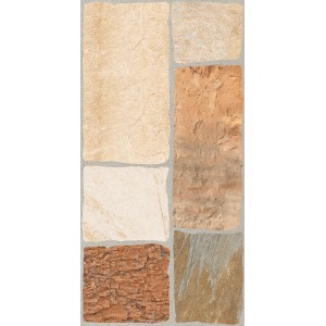 Piastrella per pavimentazione esterna t.b.t. con aspetto di pietra naturale in vari colori.