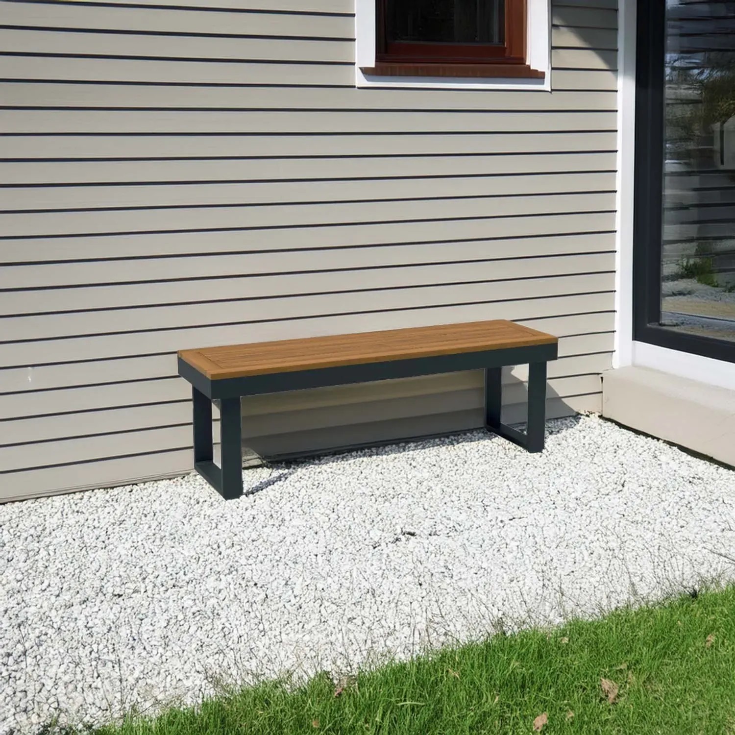 Panca Giardino Esterni Panca Giardino Xalvora 127cm - Struttura Metallo Antiruggine Per Esterni