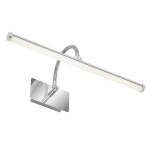 Moderna lampada da specchio a LED Briloner con braccio flessibile, cromata, 5,5 W. Ideale per bagno e specchi.