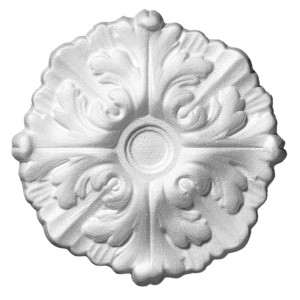 Rosone bianco per pannelli con motivo floreale, accessorio per cartongesso.