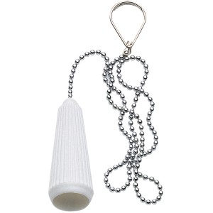 Tirante per cassetta WC con manico bianco e catena color argento.