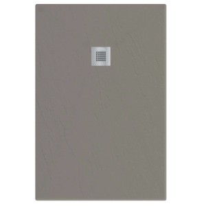 Piatto doccia grigio t.b.t. con scarico quadrato per bagni moderni.