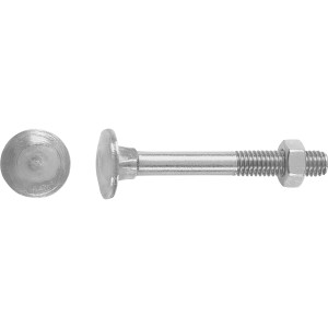 Bullone a testa tonda LUX M6x50 in acciaio inox, set da 50 con filettatura completa e dado.