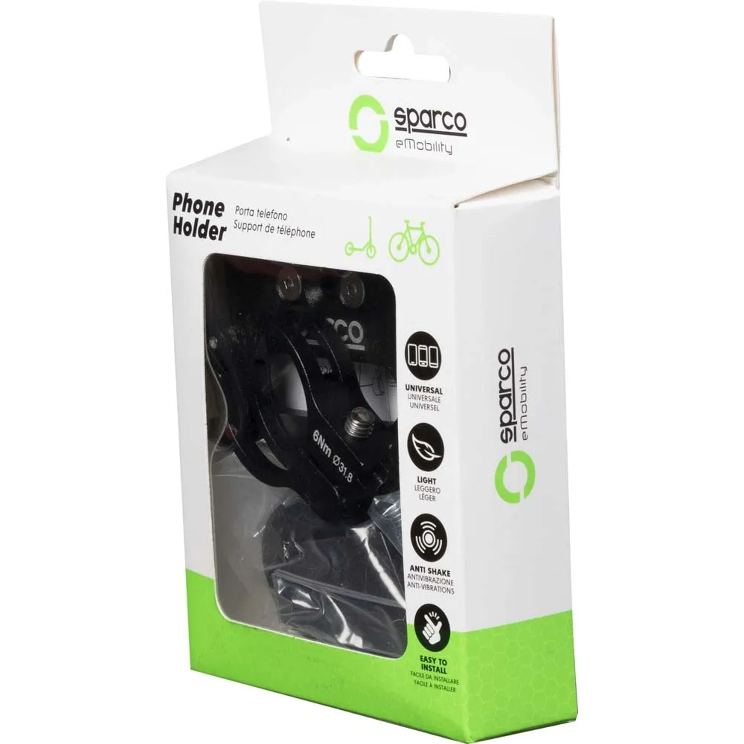 Supporto per telefono Sparco per biciclette, confezionato. Supporto universale per telefono da bici.