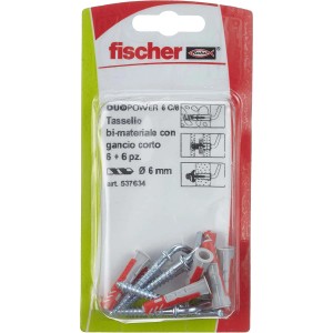 Fischer Tasselli DuoPower 6 C/8 con ganci, confezione da 6.
