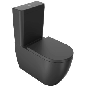 WC monoblocco nero moderno con cassetta e sedile.